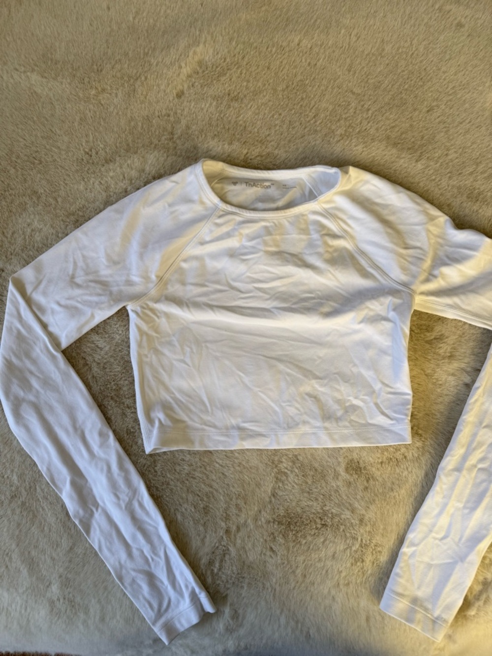 White Long-Sleeve Crop Top by TNA Aritzia